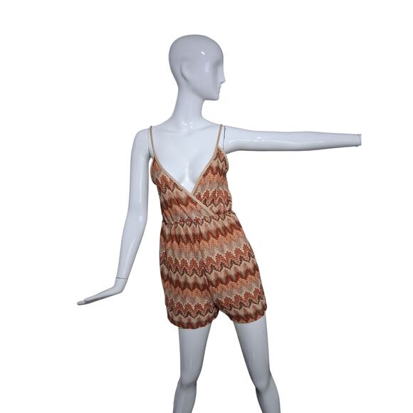 Y2K Babydoll No Comment Women's size Large Chevron Retro Artsy Hippie Romper - Picture 1 of 13